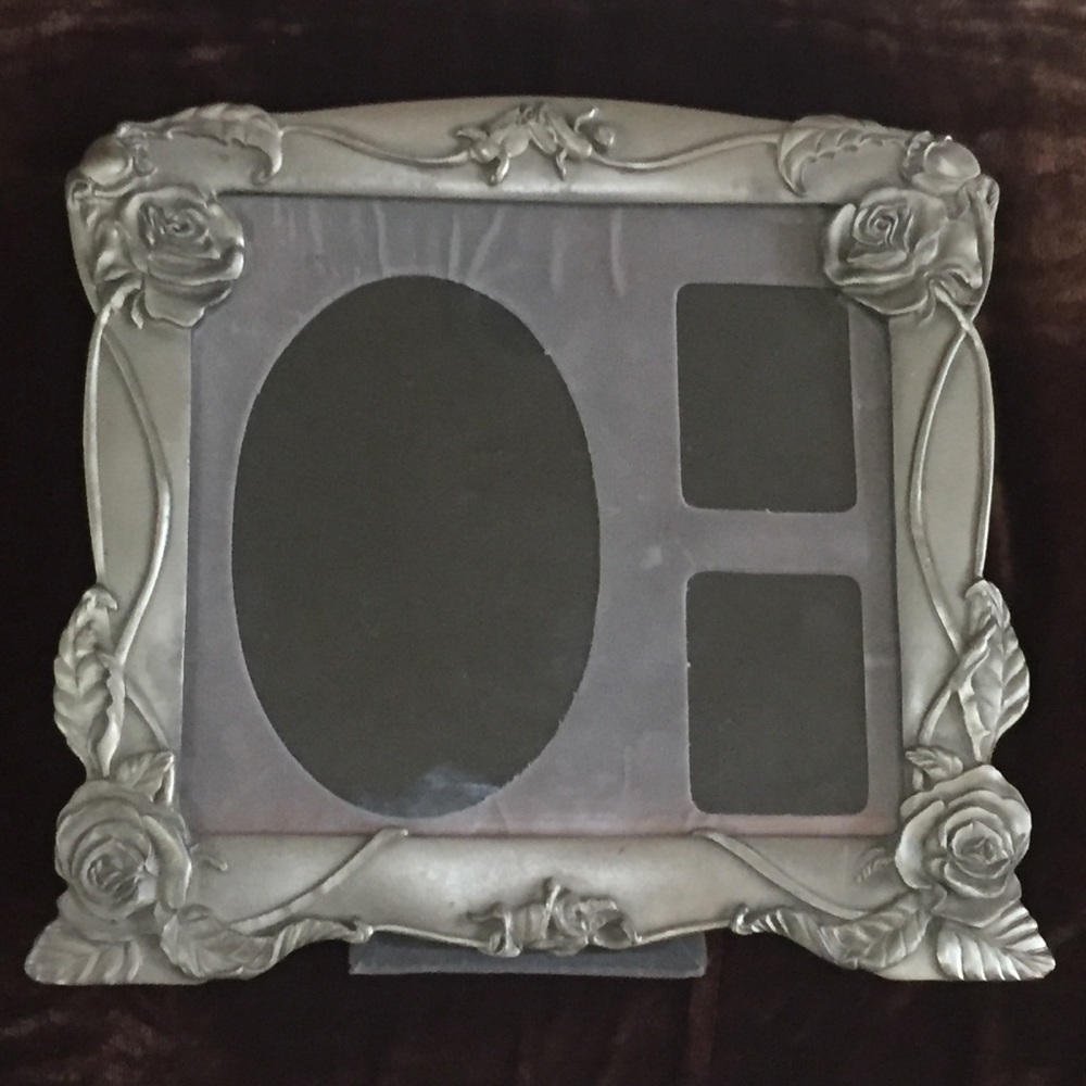 Pewter metal photo frame Rose design 1-3 photos